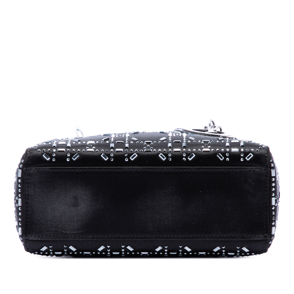 Pre-Loved Dior Mini Satin Cannage Strass Crystal Embellished Lady Dior - Picture 3 of 6